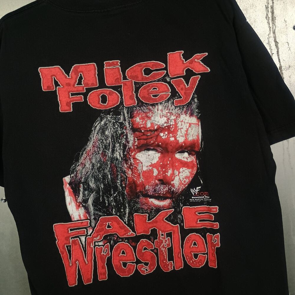 Mick Foley Fake Wrestler WWF Vintage 90s Blood Stone WWE Wrestling Shirt Large